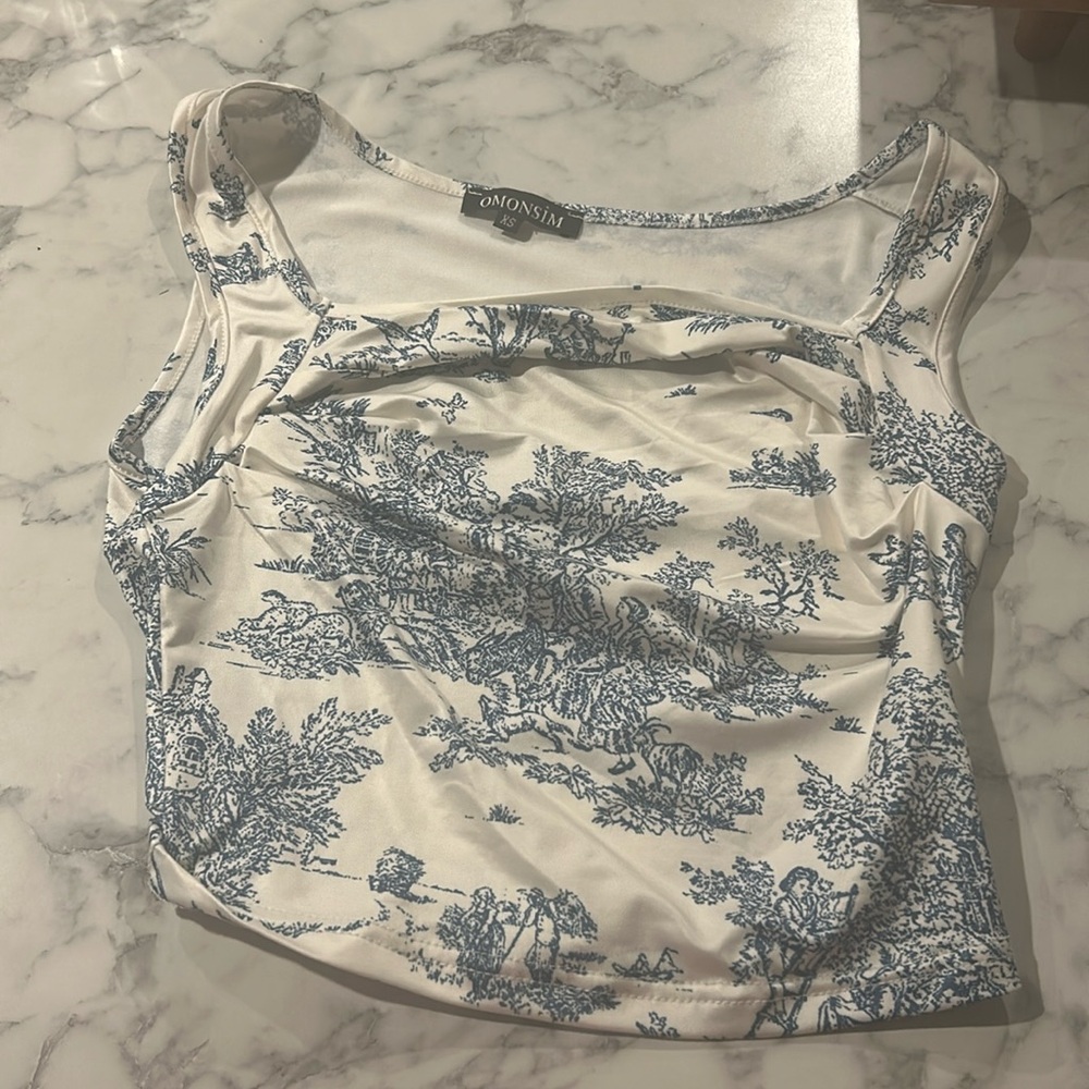 Blue and white top